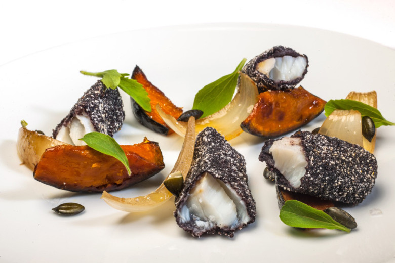 Ricetta Baccalà in Crosta di Riso Nero e Zucca in “saor”